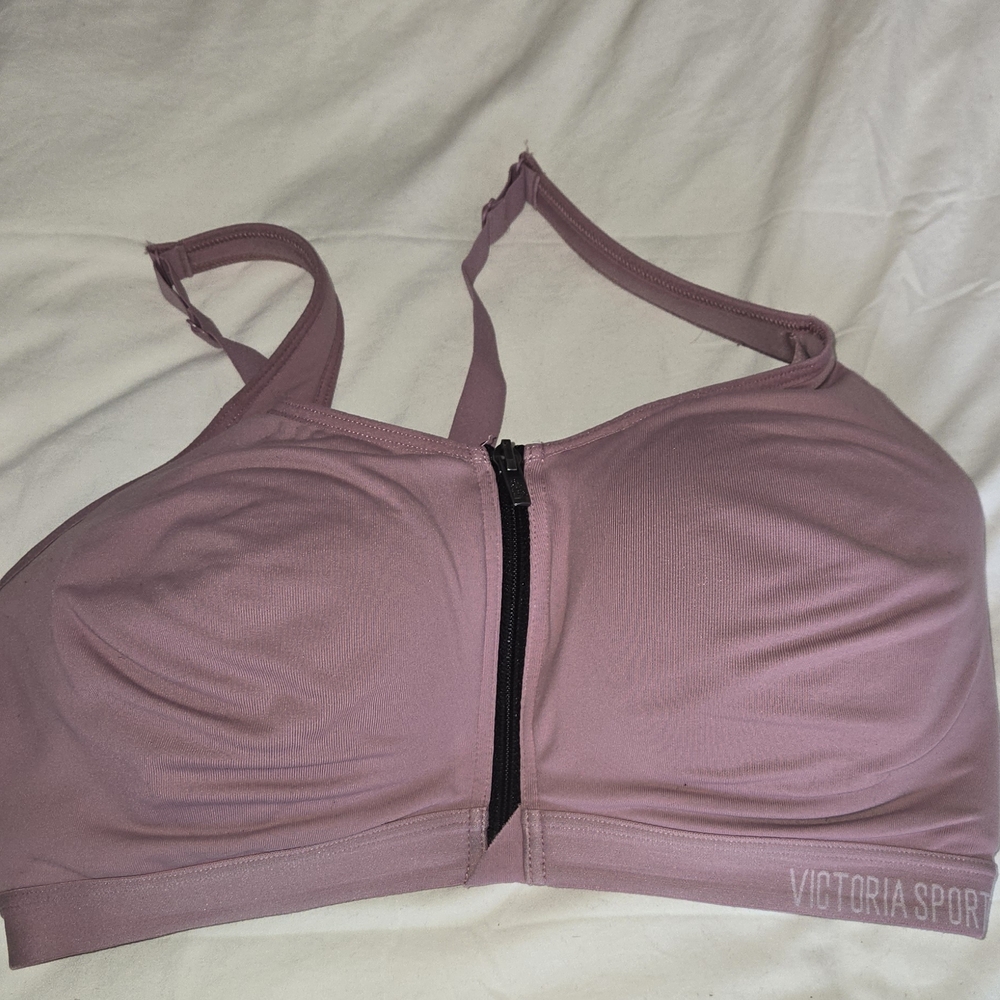 Victoria's Secret Mauve Sports Bra with Black Zipper